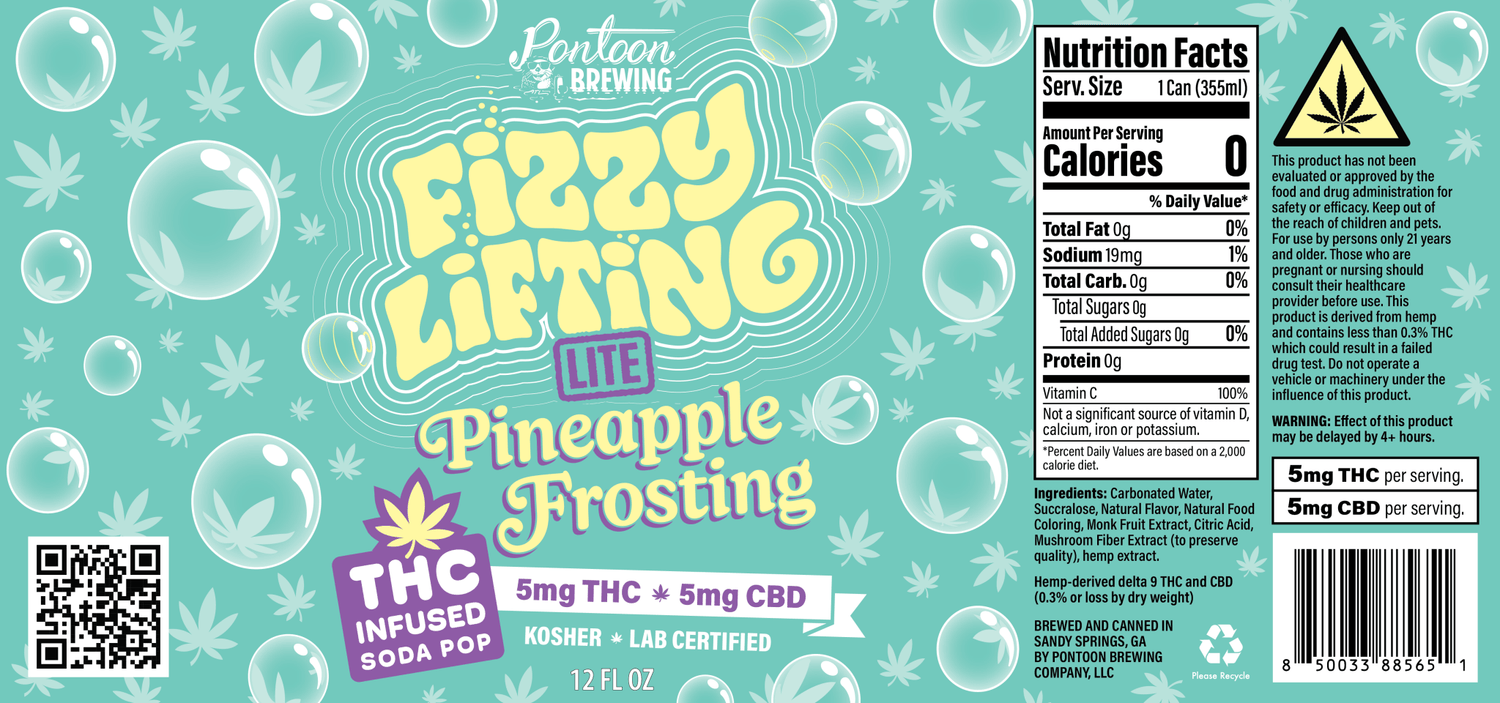 Fizzy Lifting Lite Pineapple Frosting – 4‑Pack (5mg Delta‑9 | Light Lift THC Soda) - Fizzy Lifting Infused Beverages